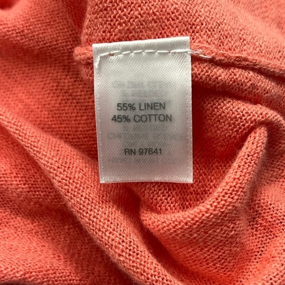 J.Jill Sweater Womens Small 3/4 Length Linen Cotton Peach Beachy Coastal Chic - Picture 9 of 10